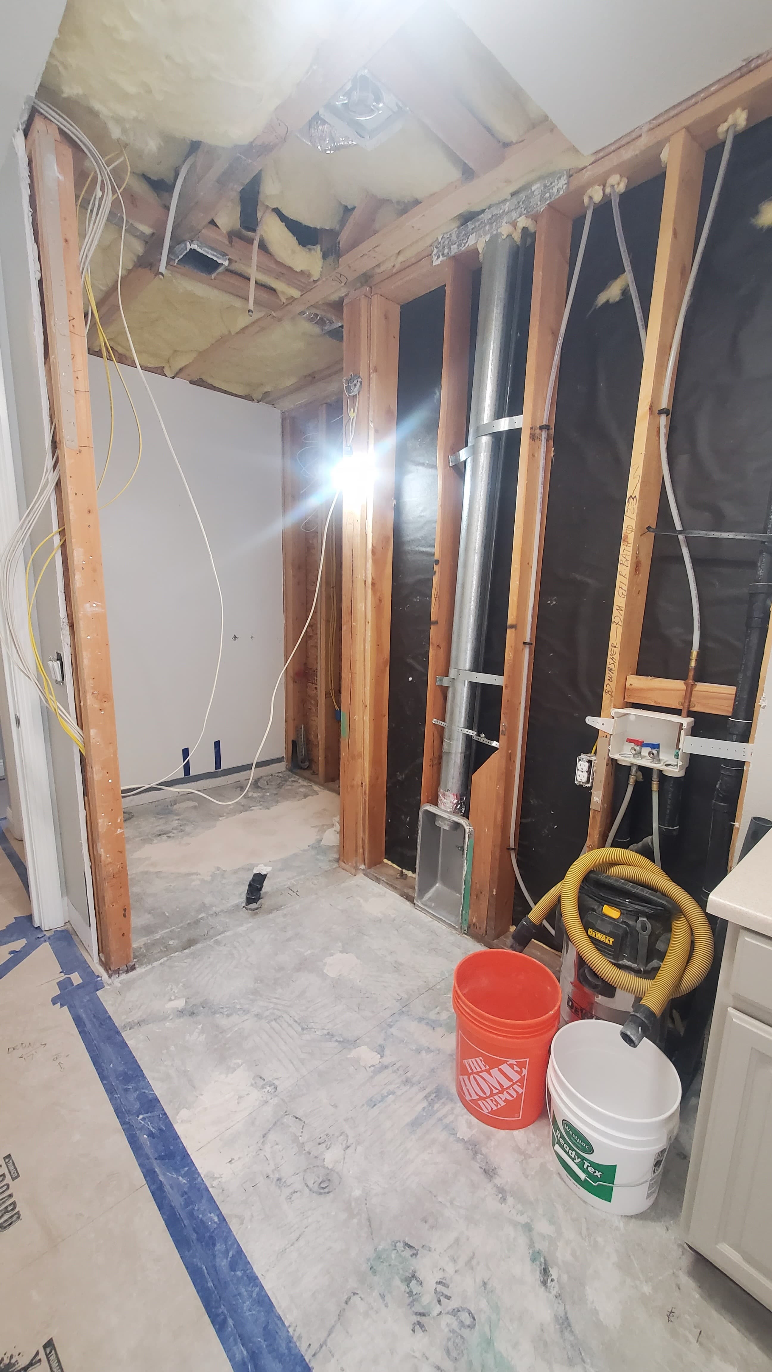Framing and rough-in work in progress